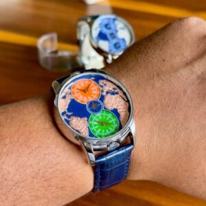 Jacob & Co. World Map Dial Men's Luxury Watch Premium Leather Strap