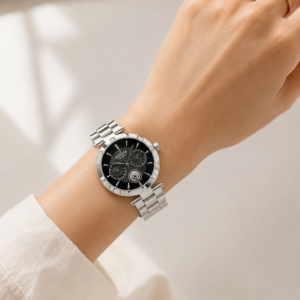 Versus by Versace Women's Chronograph Watch – Black Sunray Dial with Medusa Emblem & Premium Designer Styling