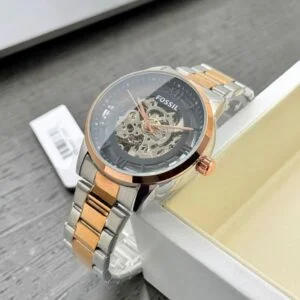 Fossil Inspired Automatic Skeleton Dial Men's Watch – Premium Stainless Steel Strap